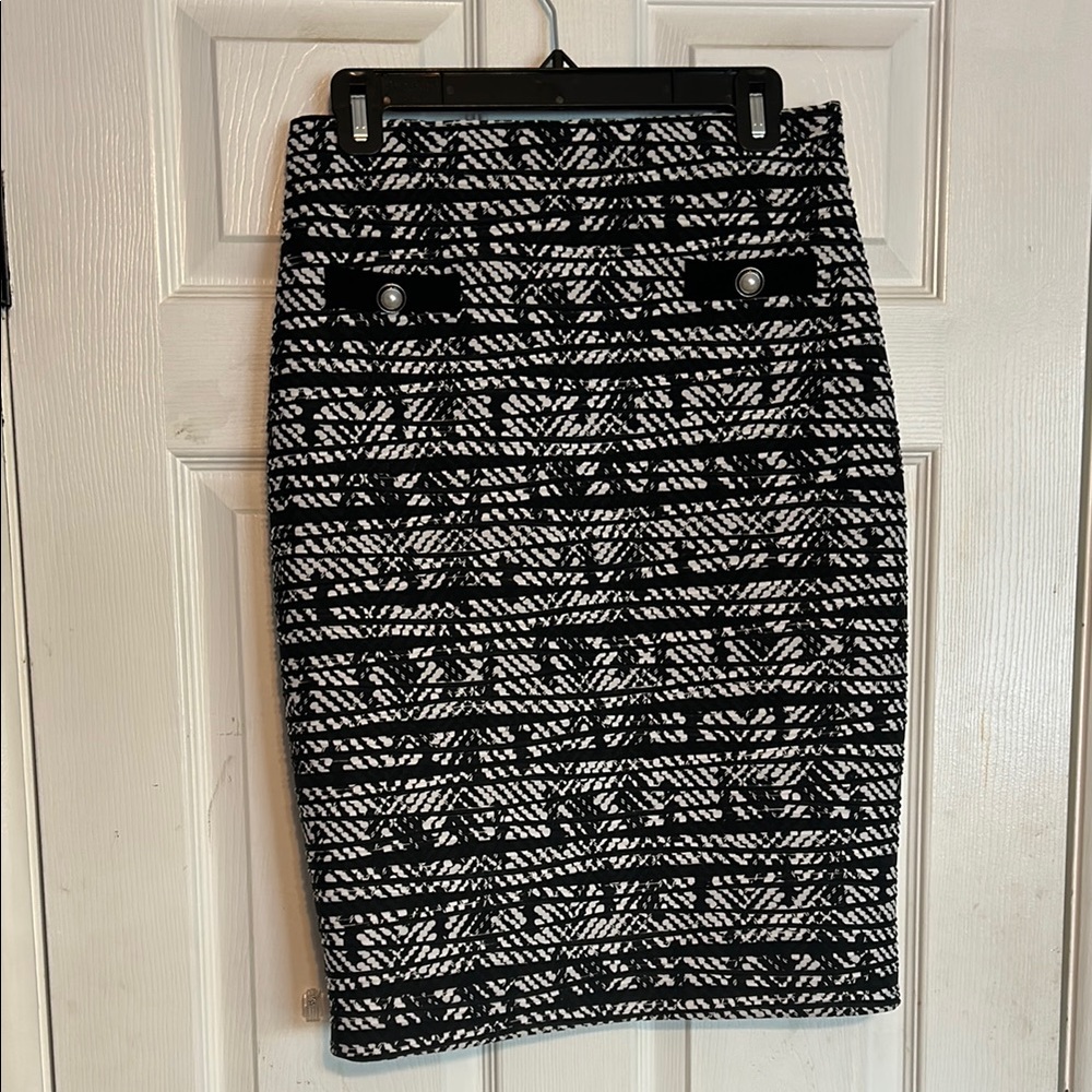 Joseph Ribkoff Black and White Pencil Skirt Knee-Length